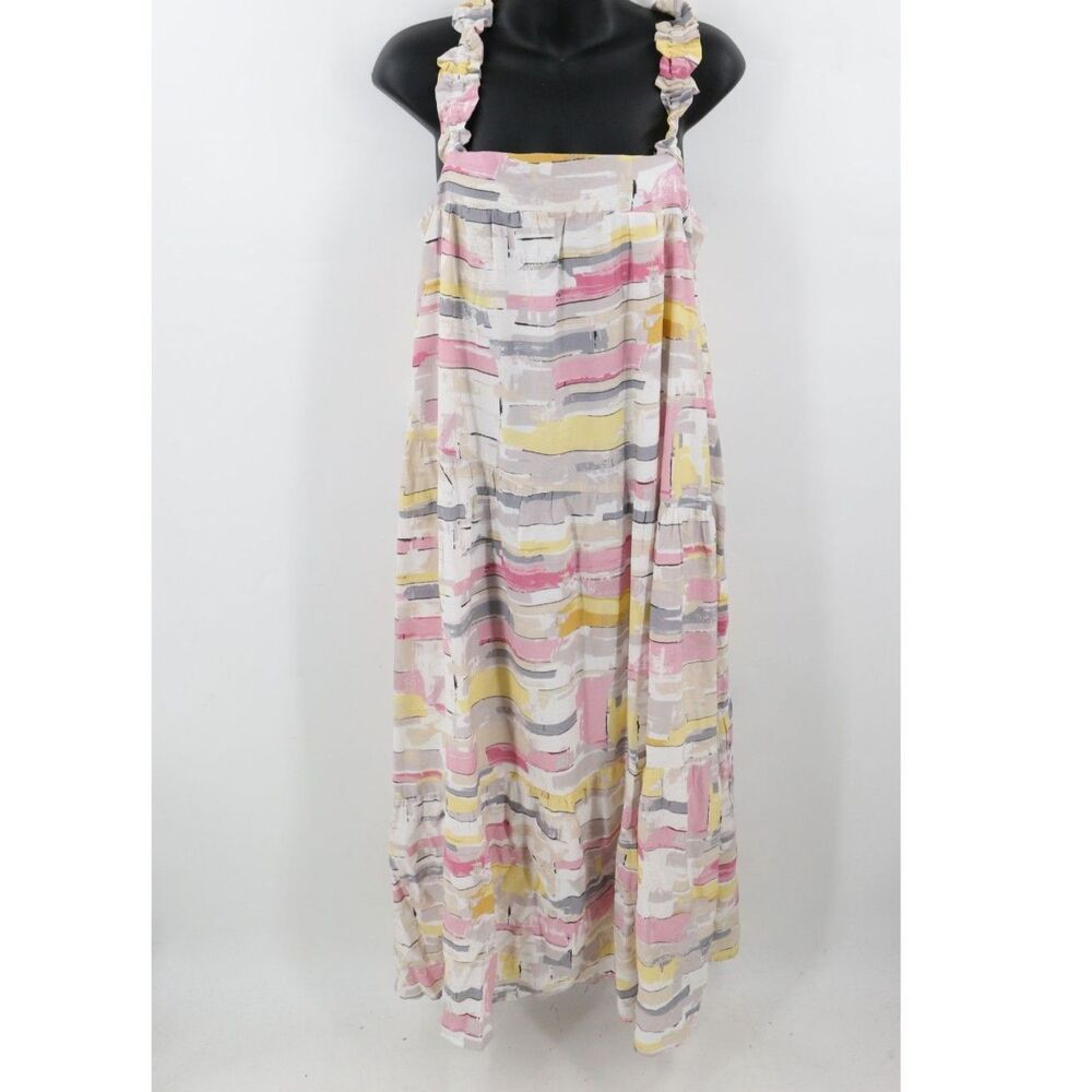 Moon River Womens Maxi Dress Abstract Pink Yellow Size Medium